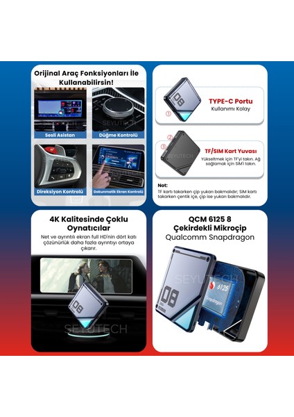 L08 Bmw Için Kablosuz Carplay & Android 8GB+128GB Android 13 Youtube Netflix Video oynatma qualcomm fırsatları