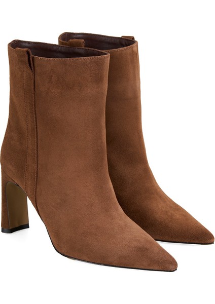 Kadın Kahve Süet Topuklu Bot