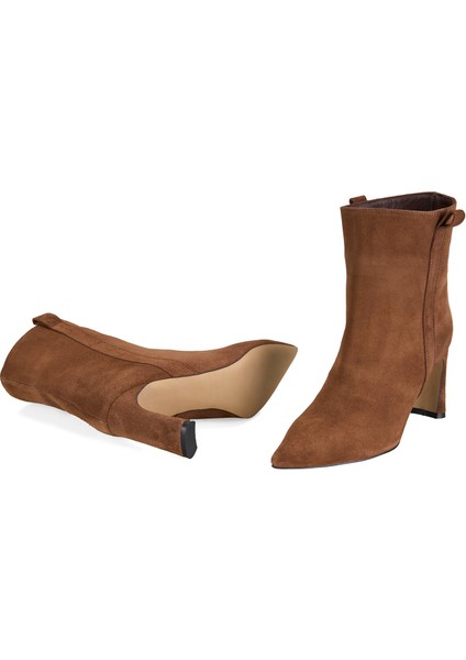 Kadın Kahve Süet Topuklu Bot indirimleri