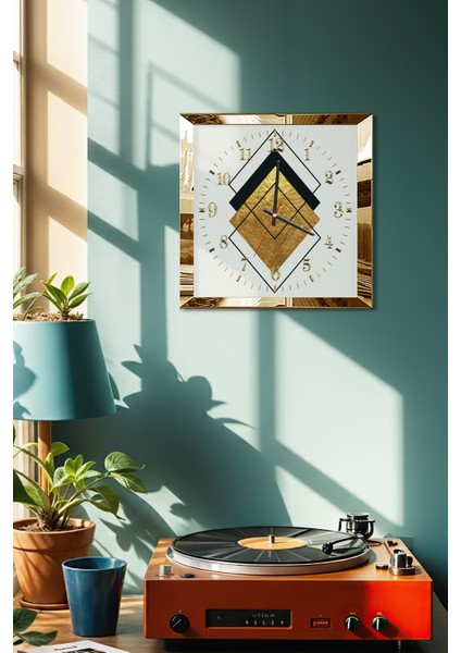 Gold Çerçeveli Altın Modern Temalı Dekoratif Mdf Duvar Saati fırsatları