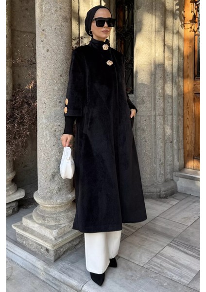 Kadın Gold Düğme Detaylı Iç Astarlı Sakallı Kaban P-00018443 modelleri