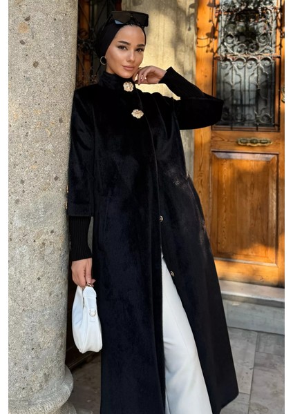 Kadın Gold Düğme Detaylı Iç Astarlı Sakallı Kaban P-00018443 indirimleri