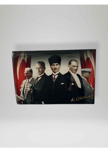Atatürk Temalı Dikdörtgen Magnet Buzdolabı Süsü 80X55 mm