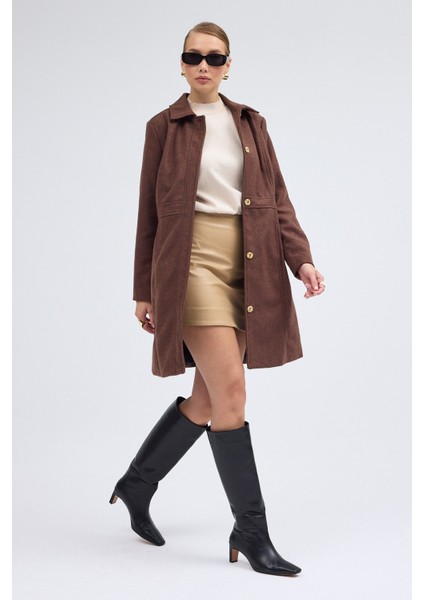 Dikiş Detaylı Tasarım Kaşe Kaban