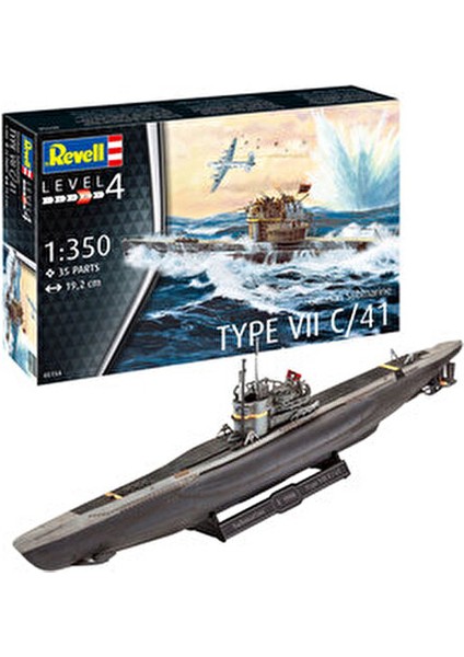Model Kit 1:350 Alman Denizaltısı Type VII C-41 Plastik Malzeme ile 35 Parça indirimleri