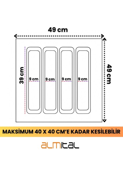 49x49 Çekmece İçi Antrasit Kepçelik Ücretsiz Kesim (40x40 Cm'e kadar kesilebilir) fiyatları