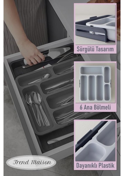 Çift Taraflı Uzayabilen Pratik Çekmece Içi Kaşıklık Organizer Çatal Bıçaklık Düzenleyici Kepçelik modelleri