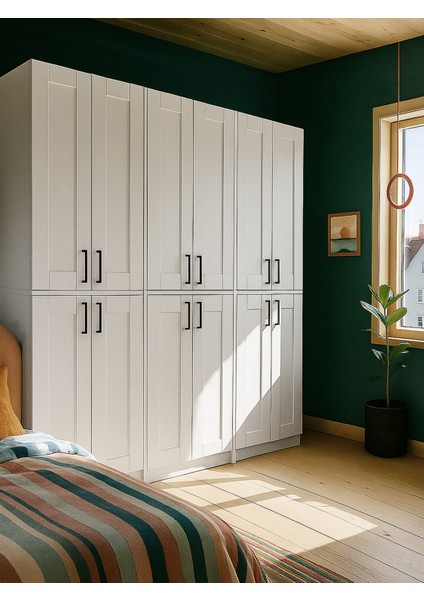 Arden 6 Kapaklı Gardırop - 182 cm Y, 184 cm G - Genç Odası ve Yatak Odası Gardırop