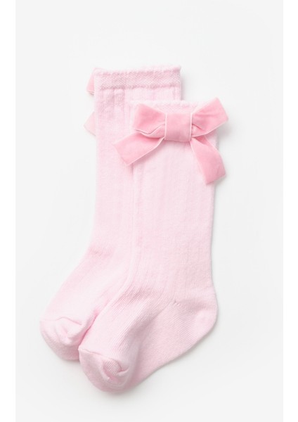 Pembe Kadife Fiyonklu Kız Çocuk Çorap fiyatları