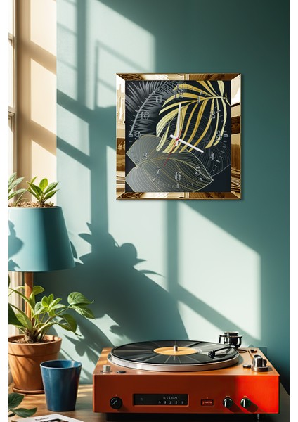 Gold Çerçeveli Modern Zarafet Temalı Dekoratif Mdf Duvar Saati fırsatları