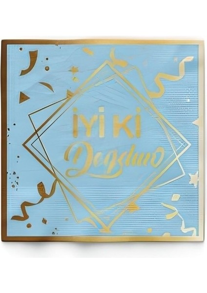 Mini Party Store Peçete Mavi Iyi Ki Doğdun Gold (16'lı)