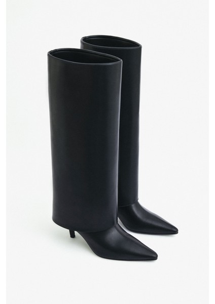 Çizme 2311 - Sivri Burun Tozluk Detaylı Siyah Kadın Çizme fiyatları
