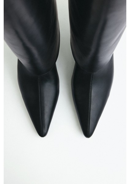 Çizme 2311 - Sivri Burun Tozluk Detaylı Siyah Kadın Çizme fırsatları