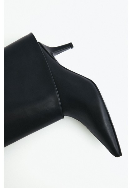 Çizme 2311 - Sivri Burun Tozluk Detaylı Siyah Kadın Çizme indirimleri