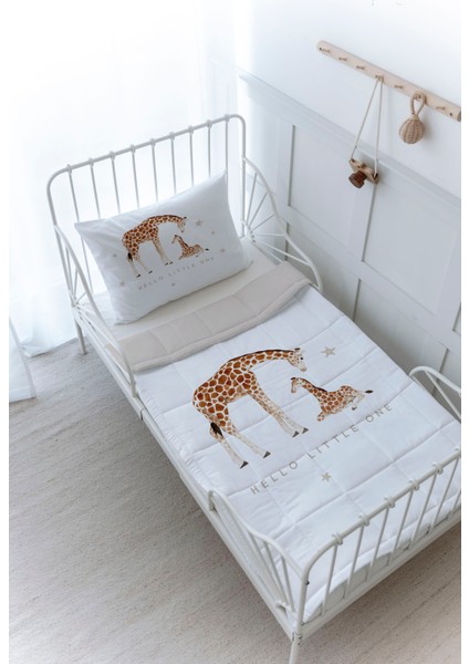 Organik Baskılı Bebek Boy (100X150) Yorgan Seti - Royal Series - Baby Giraffe
