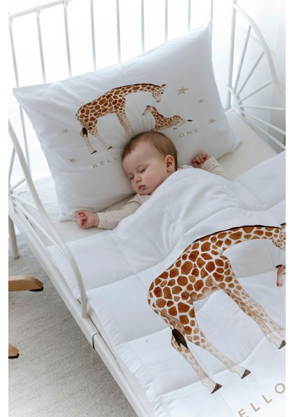Organik Baskılı Bebek Boy (100X150) Yorgan Seti - Royal Series - Baby Giraffe fiyatları