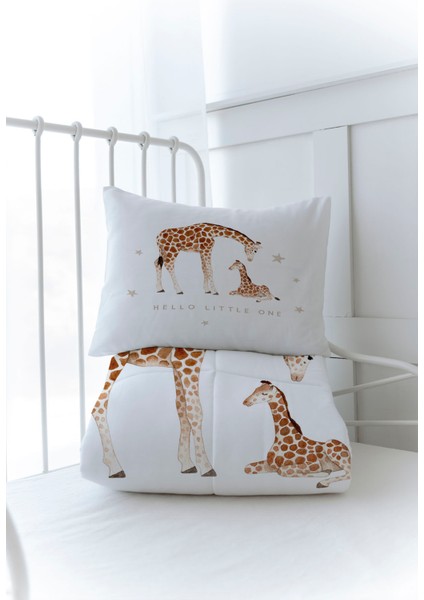 Organik Baskılı Bebek Boy (100X150) Yorgan Seti - Royal Series - Baby Giraffe modelleri