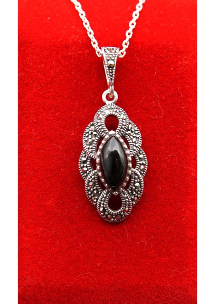 925 Ayar Kadın Oltu Taşı Kadın Kolye SK00094 fiyatları