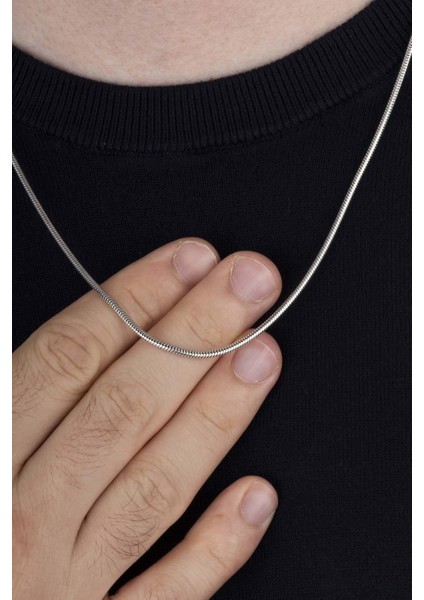 Italyan Model Klasik Erkek Gümüş Zincir Kolye