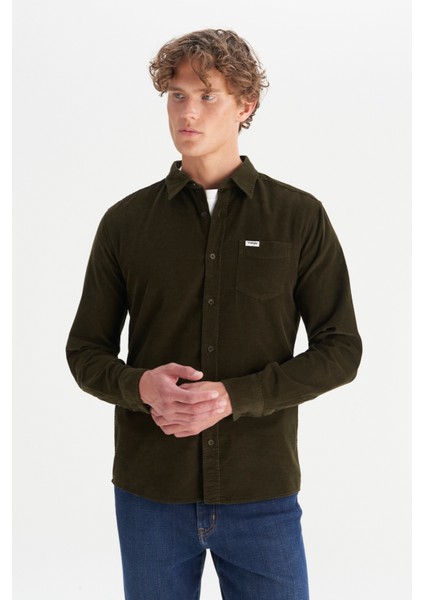 %100 Pamuk Regular Fit Normal Kesim Klasik Yaka Cepli Kadife Gömlek modelleri