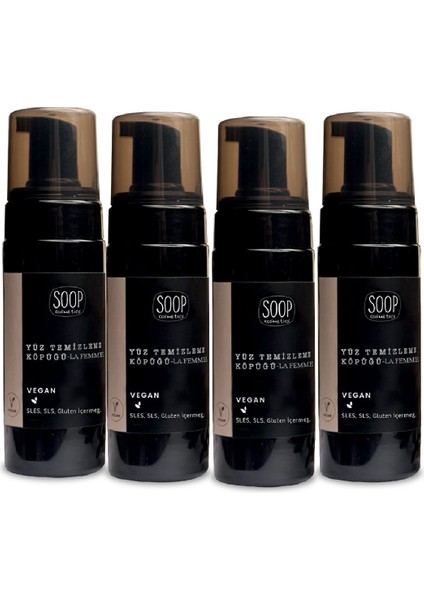 Cosmetics Yüz Temizleme Köpüğü Nemlendirici Etkili | Hindistan Cevizi Yağı |Hassas Ciltlere Uygun | 4 x 150 ML