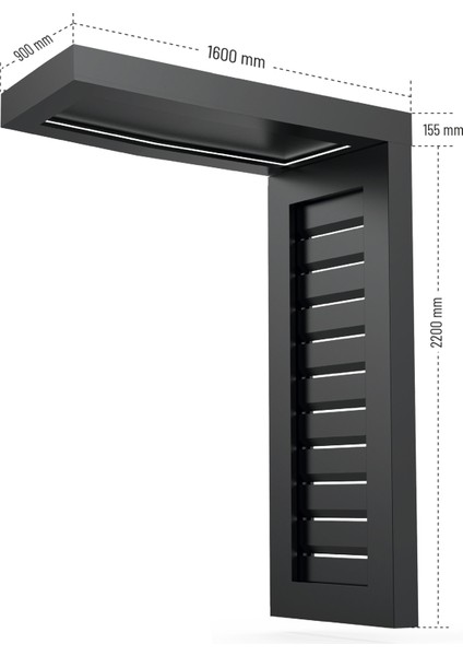 Korraın Vıela Sun-Güneş Kırıcılı Model- Alüminyum Kapı Üstü Sundurma- Antrasit Gri- Sağ-160 CM modelleri