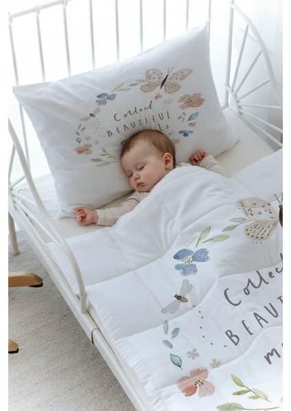 Organik Baskılı Bebek Boy (100X150) Yorgan Seti - Royal Series - Flower Dream fiyatları