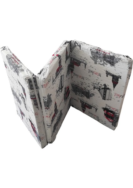 Katlanır Yer Minderi Süngerli Minder Katlanır Minder Tek Kişilik 80X180 cm Istanbul Desen