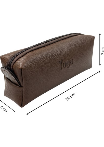 Tek Gözlü Suni Deri Kalem Çantası Kahverengi indirimleri