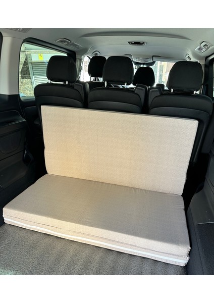 Araç Yatağı Sünger Katlanabilir Oto Yatağı Üniversal 120X180X6 Cm-Tesla ve Birçok Modele Uygun-Krem modelleri