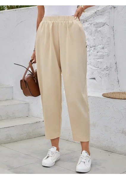 Kadın Yüksek Bel Yandan Cepli Düğme Detaylı Geniş Kesim Ithal Krep Pantolon modelleri