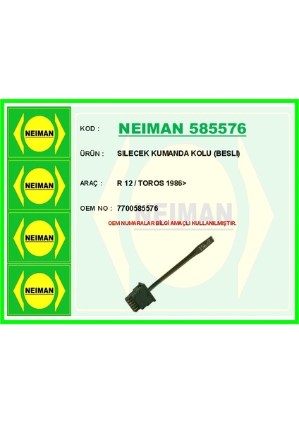 Sılecek Kumanda Kolu Beslı R 12 / Toros 1986>