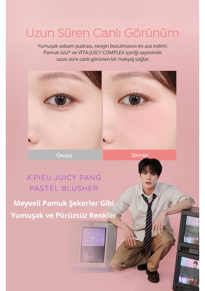 Cilde Yumuşak ve Doğal Renk Veren Pastel Tonlarda Allık A'pıeu Juicy-Pang Pastel Blusher (BE01) fırsatları