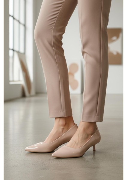 458343 Z Bej Rugan Kadın Topuklu Ayakkabı