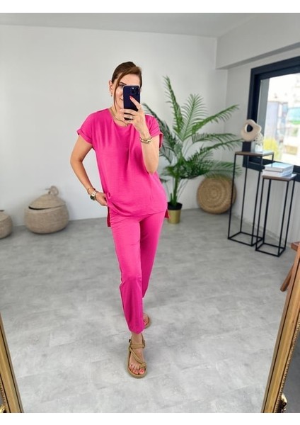 Kadın Bisiklet Yaka Paça Pensli Aerobin Kumaş Ikili Takım