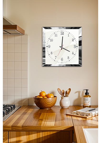 Gümüş Çerçeveli Soyut Saat Temalı Dekoratif Mdf Duvar Saati fiyatları