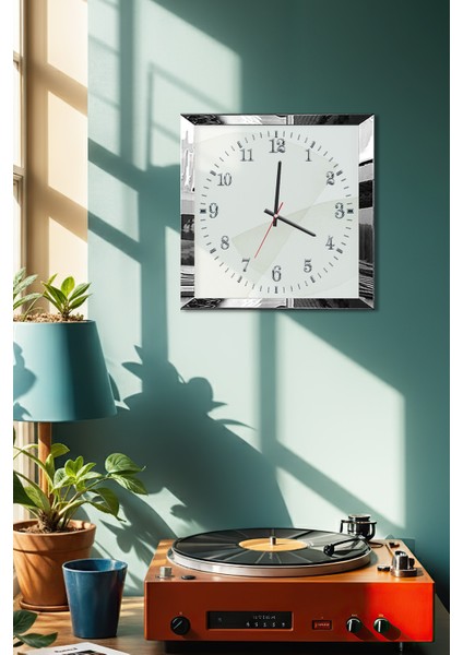 Gümüş Çerçeveli Soyut Saat Temalı Dekoratif Mdf Duvar Saati fırsatları