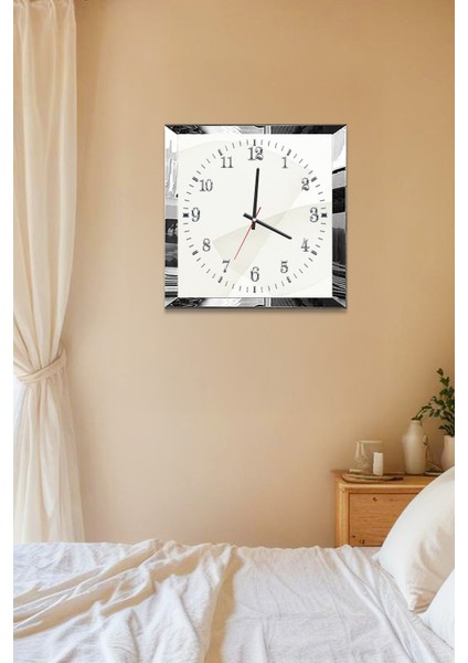 Gümüş Çerçeveli Soyut Saat Temalı Dekoratif Mdf Duvar Saati indirimleri