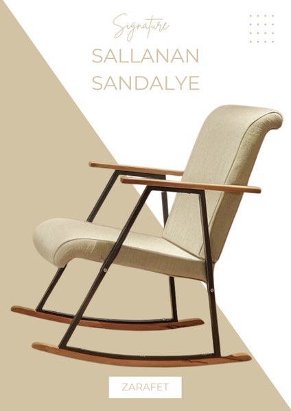 El Işçiliği Ahşap Detaylı Sallanan Koltuk | Ergonomik Tv ve Dinlenme Koltuğu
