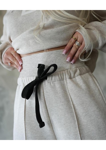 Kadın Uzun Kollu Nope Baskılı Beli Ribanalı Ikili Takım indirimleri