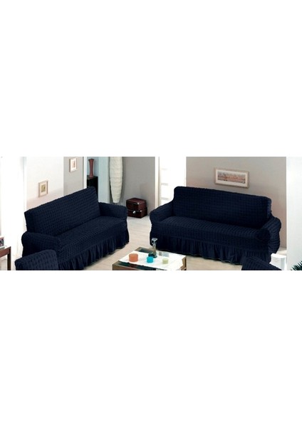 Bürümcük Koltuk Örtüsü Maxi Çekyat (3+3)-Siyah