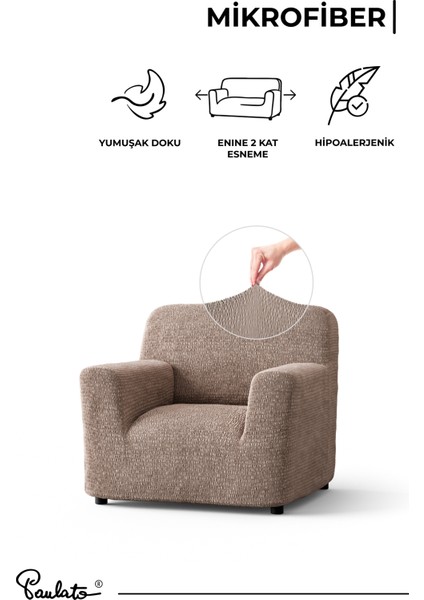 Lastikli Esnek ve Yıkanabilir Piliseli Kakao Tekli Koltuk Örtüsü indirimleri