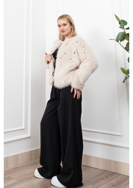 Inci Detaylı Peluş Kürk Mont Ceket 2602 fiyatları