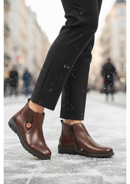 Z406 Z Kahve Hakiki Deri Kadın Bot