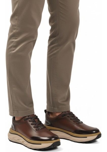 Kahve Hakiki Deri Bağcıklı Erkek Sneaker 152-22390 M