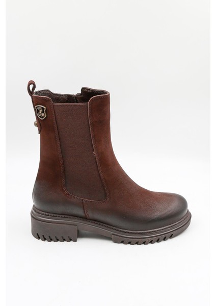 Kadın Hakiki Deri Yanı Lastikli Kalın Taban Günlük Bot 1950864K