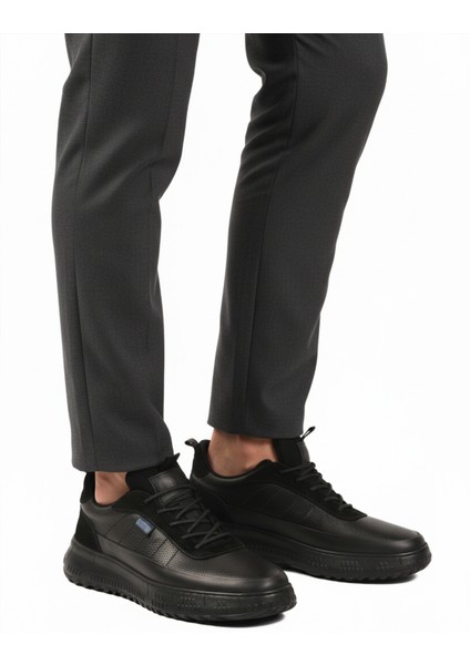 Siyah Hakiki Deri Memory Foam Erkek Casual Ayakkabı 152-22487 M
