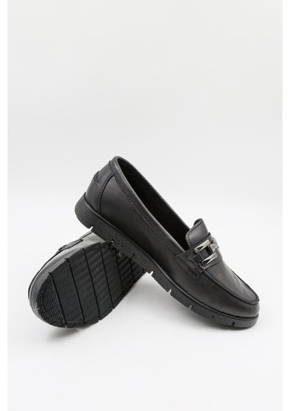 Kadın Hakiki Deri Tokalı Loafer Ayakkabı 25075610K - Siyah - 36 fırsatları
