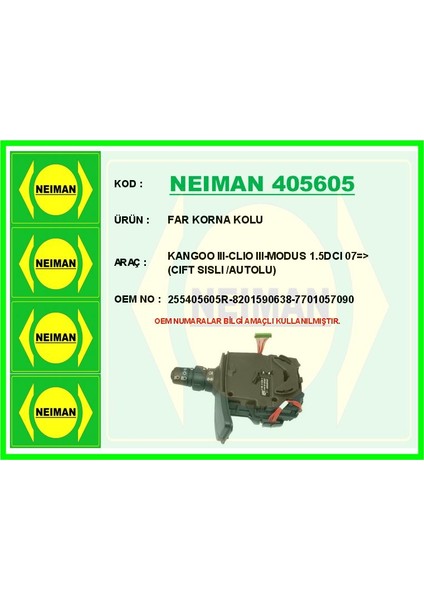 Far Korna Kolu Kangoo Iıı-Clıo Iıı-Modus 1.5dcı 07 > Cıft Sıslı /autolu