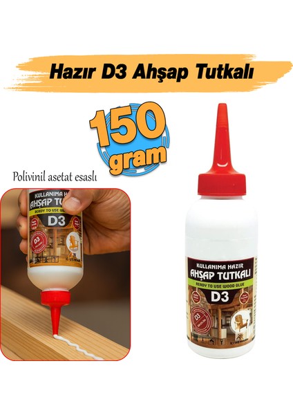 Ahşap Tutkalı Hazır 150 Gram Şeffaf D3 Mobilya Mdf Sunta Kumaş Kağıt Dıy Uygulamalarında Yapıştırıcı fiyatları